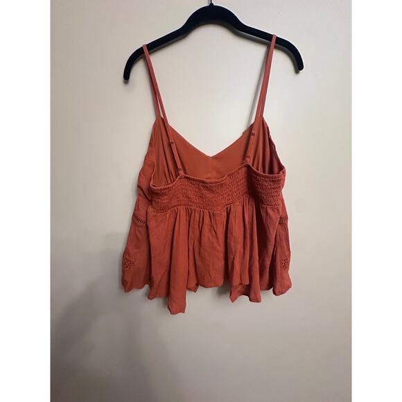 No Boundaries Rust Boho Lace Trim Peplum Cami – XL - Picture 5 of 6